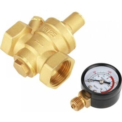 MCBOSON DN25 Adjustable Water Pressure Regulator, Brass Pressure Reducing Valve with Gauge MCBOSON DN25 Adjustable Water Pressure Regulator, Brass Pressure Reducing Valve with Gauge