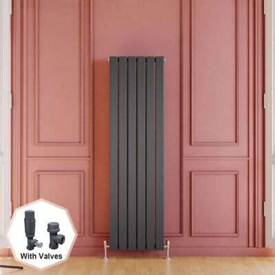 ELEGANT 1600 x 452 mm Vertical Radiator Flat Panel Designer Central Heating Rads Double + Anthracite Thermostatic Radiator Valves ELEGANT 1600 x 452 mm Vertical Radiator Flat Panel Designer Central Heating Rads Double + Anthracite Thermostatic Radiator Valves