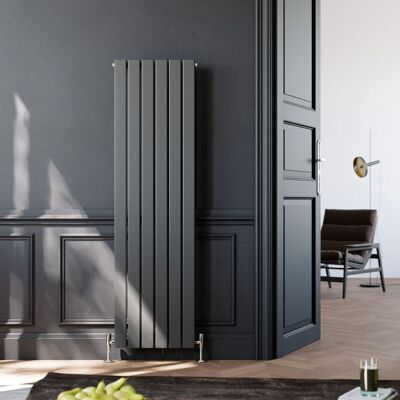 ELEGANT 1600x456mm Anthracite Vertical Radiator Flat Panel Designer Radiator Central Heating with Thermostatic Radiator Valves ELEGANT 1600x456mm Anthracite Vertical Radiator Flat Panel Designer Radiator Central Heating with Thermostatic Radiator Valves