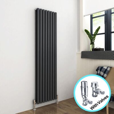 ELEGANT 1800 x 480 Anthracite Vertical Radiator Double Modern Oval Column Radiator Central Heating Radiators Designer Radiators + Chrome Thermostatic ELEGANT 1800 x 480 Anthracite Vertical Radiator Double Modern Oval Column Radiator Central Heating Radiators Designer Radiators + Chrome Thermostatic