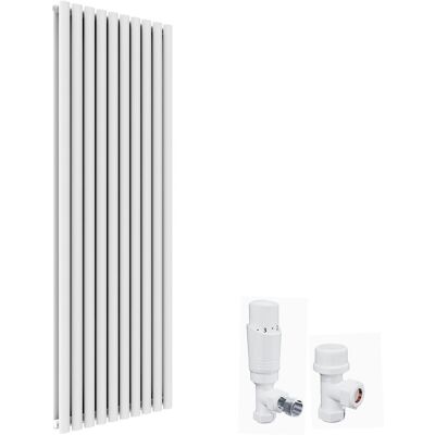 Elegant - 1800 x 590 mm Vertical Column Designer Radiator Double Oval Panel White Central Heating Radiators + White Thermostatic Radiator Valves Elegant - 1800 x 590 mm Vertical Column Designer Radiator Double Oval Panel White Central Heating Radiators + White Thermostatic Radiator Valves