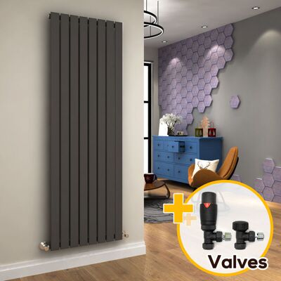 Elegant - 1800 x 608 mm Vertical Designer Radiator Anthracite Flat Panel Column Tall Upright Central Heating Radiators + Anthracite Thermostatic Elegant - 1800 x 608 mm Vertical Designer Radiator Anthracite Flat Panel Column Tall Upright Central Heating Radiators + Anthracite Thermostatic