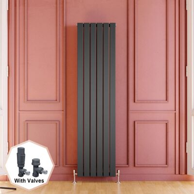 Elegant - Central Heating Radiator Vertical 1800x456mm Designer Anthracite Double Flat Panel + Thermostatic Radiator Valves Elegant - Central Heating Radiator Vertical 1800x456mm Designer Anthracite Double Flat Panel + Thermostatic Radiator Valves