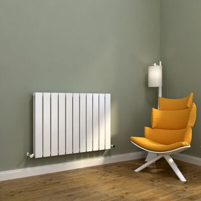 Elegant - 600 x 836 mm White Modern Horizontal Radiator Double Column Flat Panel Central Heating Designer Bathroom Radiators + White Thermostatic Elegant - 600 x 836 mm White Modern Horizontal Radiator Double Column Flat Panel Central Heating Designer Bathroom Radiators + White Thermostatic