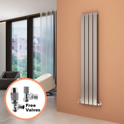 ELEGANT Chrome Vertical Radiator 1600 x 300 Single Flat Panel Central Heating Designer Radiators + Chrome Thermostatic Radiator Valves ELEGANT Chrome Vertical Radiator 1600 x 300 Single Flat Panel Central Heating Designer Radiators + Chrome Thermostatic Radiator Valves
