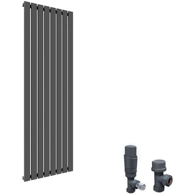 Elegant - Designer Vertical Column Radiator Single Flat Panel Thermostatic Radiator Valves 1800 x 608 mm Anthracite Central Heating Elegant - Designer Vertical Column Radiator Single Flat Panel Thermostatic Radiator Valves 1800 x 608 mm Anthracite Central Heating