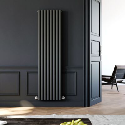 Elegant - Designer Vertical Column Radiators Oval Panel 1800 x 480 mm Modern Anthracite Double Central Heating Elegant - Designer Vertical Column Radiators Oval Panel 1800 x 480 mm Modern Anthracite Double Central Heating