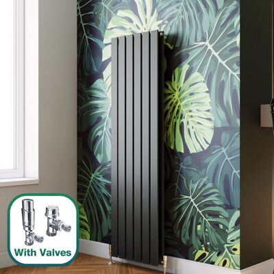 Elegant - Vertical Radiator Double Flat Panel Anthracite 1600 x 452 mm with Chrome Thermostatic Radiator Valves Elegant - Vertical Radiator Double Flat Panel Anthracite 1600 x 452 mm with Chrome Thermostatic Radiator Valves