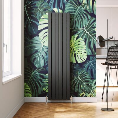 Elegant - Vertical Radiator Double Flat Panel Anthracite 1800x456mm with Chrome Thermostatic Radiator Valves Elegant - Vertical Radiator Double Flat Panel Anthracite 1800x456mm with Chrome Thermostatic Radiator Valves