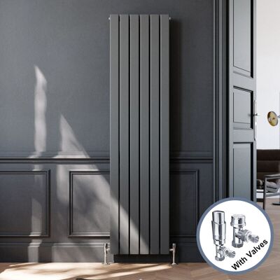 Elegant - Vertical Radiator Double Flat Panel Anthracite 1800x456mm with Thermostatic Radiator Valves Elegant - Vertical Radiator Double Flat Panel Anthracite 1800x456mm with Thermostatic Radiator Valves