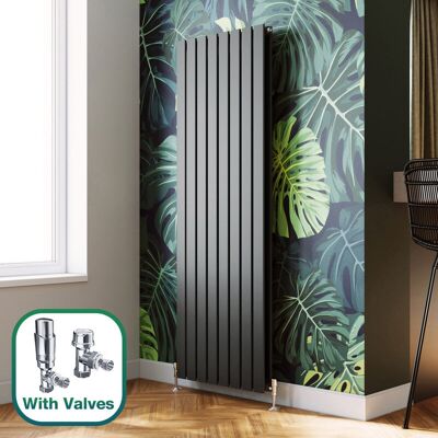Elegant - Vertical Radiator Double Flat Panel 1800x608mm Designer Anthracite Radiator with Thermostatic Radiator Valves Elegant - Vertical Radiator Double Flat Panel 1800x608mm Designer Anthracite Radiator with Thermostatic Radiator Valves