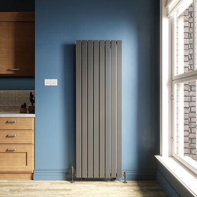Elegant - Vertical Radiator Single Flat Panel 1800x608mm Designer Anthracite Radiator with Thermostatic Radiator Valves Elegant - Vertical Radiator Single Flat Panel 1800x608mm Designer Anthracite Radiator with Thermostatic Radiator Valves