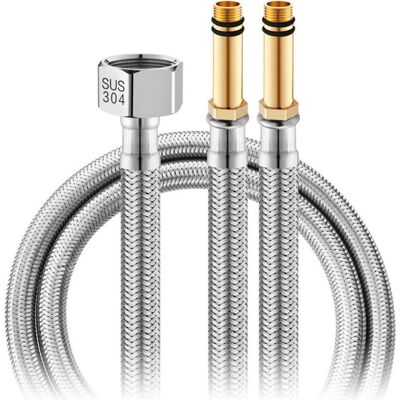 TEHTUY Explosion-Proof Vegetable Basin Tap Water Inlet Hose Hot and Cold Water Supply Hose 304 Stainless Steel Braided Tip Hose Accessories (2 Pieces) TEHTUY Explosion-Proof Vegetable Basin Tap Water Inlet Hose Hot and Cold Water Supply Hose 304 Stainless Steel Braided Tip Hose Accessories (2 Pieces)