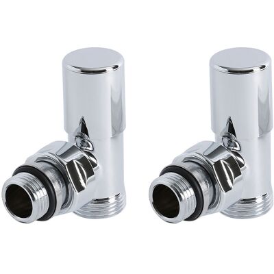 Hudson Reed - Milano - Modern Pair of Chrome Angled Heated Towel Rail Radiator Valves with Copper Eurocone Adapter - 15mm Adapter Hudson Reed - Milano - Modern Pair of Chrome Angled Heated Towel Rail Radiator Valves with Copper Eurocone Adapter - 15mm Adapter