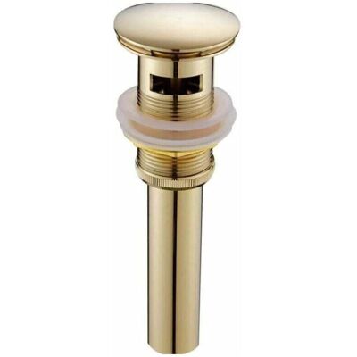 GROOFOO Modern Pop Up Retro Bathroom Sink Drain Plug, Click Clack Drain with Overflow, Golden Brass, Universal Sink Drain Valve, Basin Trap with Polished GROOFOO Modern Pop Up Retro Bathroom Sink Drain Plug, Click Clack Drain with Overflow, Golden Brass, Universal Sink Drain Valve, Basin Trap with Polished