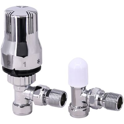 NRG - 15mm Chrome Angled Thermostatic Designer Radiator Valve and Manual Angled Valves NRG - 15mm Chrome Angled Thermostatic Designer Radiator Valve and Manual Angled Valves