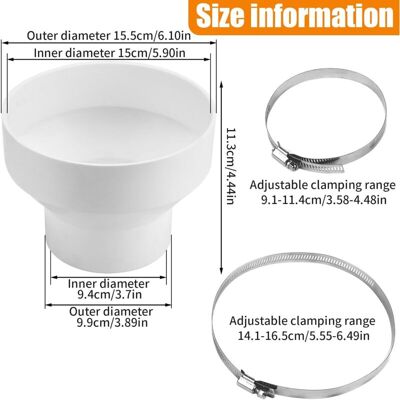 OEM 150-100mm Air Duct Reducer Adapter With 2 Stainless Steel Clamps, Round Ventilation System Pipe Connector, Air Conditioner Duct Reduction Fitting For Factory, Apartment, Bathroom Ventilation Tube OEM 150-100mm Air Duct Reducer Adapter With 2 Stainless Steel Clamps, Round Ventilation System Pipe Connector, Air Conditioner Duct Reduction Fitting For Factory, Apartment, Bathroom Ventilation Tube