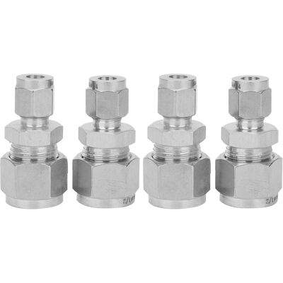 STUNACY 4pcs Stainless Steel Compression Fitting Straight Doubleferrule Tube Adapter For Pipe(ф1/4-ф1/2 ) STUNACY 4pcs Stainless Steel Compression Fitting Straight Doubleferrule Tube Adapter For Pipe(ф1/4-ф1/2 )