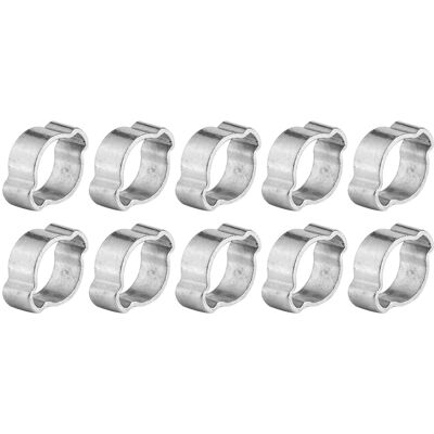 STUNACY 10pcs Zinc Plated Iron Galvanized Two Ear Hose Clamp 5‑23mm For Fule Petrol Pipe Tube (9‑11mm) STUNACY 10pcs Zinc Plated Iron Galvanized Two Ear Hose Clamp 5‑23mm For Fule Petrol Pipe Tube (9‑11mm)