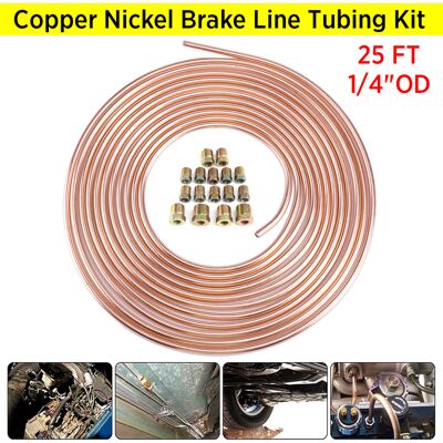 Insma - 25ft Copper Nickel Brake Pipe Hose Line Tube Roll 1/4'' Od Fittings Tubing Kit Insma - 25ft Copper Nickel Brake Pipe Hose Line Tube Roll 1/4'' Od Fittings Tubing Kit