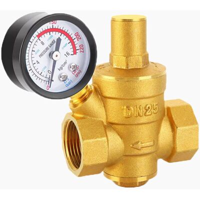 TORMATOR Pressure Regulator, DN25 Adjustable Brass Durable Water Pressure Reducing Regulator + Metric Channel TORMATOR Pressure Regulator, DN25 Adjustable Brass Durable Water Pressure Reducing Regulator + Metric Channel