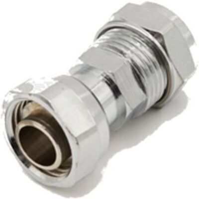 PRIMA PLUS PrimaPlus Chrome Brass Compression Straight Tap Connector 15mm PRIMA PLUS PrimaPlus Chrome Brass Compression Straight Tap Connector 15mm