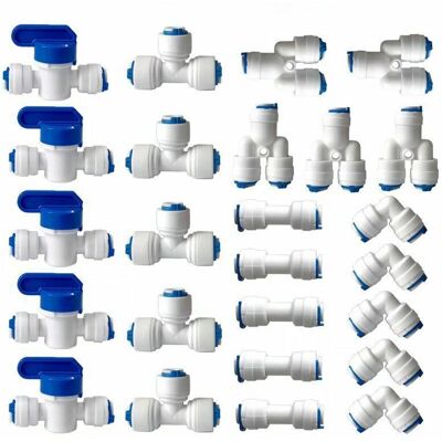 SNQ Reverse Osmosis Water Filter Connector, 1/4" (6mm) Push-In Connector for Water Filter Hose, Refrigerator Connectors (Combination Valve Y + T + I + L SNQ Reverse Osmosis Water Filter Connector, 1/4" (6mm) Push-In Connector for Water Filter Hose, Refrigerator Connectors (Combination Valve Y + T + I + L