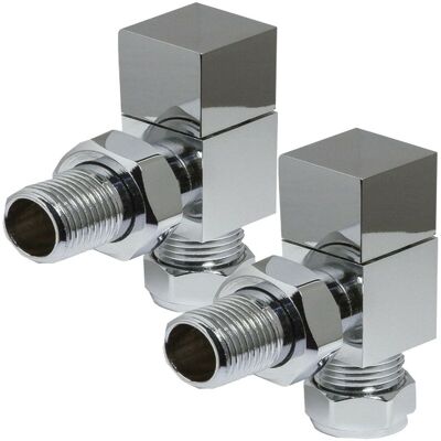 Kartell 1 Pair Cube Square Modern Chrome Radiator Towel Rail Valves Angled Valves 15mm Kartell 1 Pair Cube Square Modern Chrome Radiator Towel Rail Valves Angled Valves 15mm