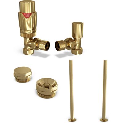 UK RADIATORS Stirling Bold - Thermostatic Radiator Valve & Accessory Kit - Polished Brass Angled 15mm UK RADIATORS Stirling Bold - Thermostatic Radiator Valve & Accessory Kit - Polished Brass Angled 15mm
