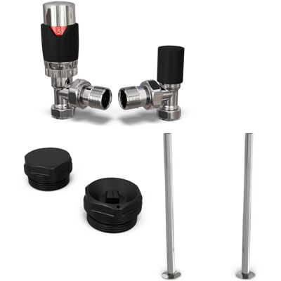 UK RADIATORS Talus Flair - Thermostatic Radiator Valve & Accessory Kit - Black Angled 15mm UK RADIATORS Talus Flair - Thermostatic Radiator Valve & Accessory Kit - Black Angled 15mm