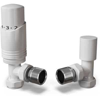 UK RADIATORS Talus Bold - White Thermostatic Radiator Valve & Lockshield Angled 8mm UK RADIATORS Talus Bold - White Thermostatic Radiator Valve & Lockshield Angled 8mm