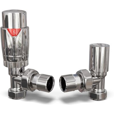 UK RADIATORS Talus Flair - Chrome Thermostatic Radiator Valve & Lockshield Angled 15mm UK RADIATORS Talus Flair - Chrome Thermostatic Radiator Valve & Lockshield Angled 15mm