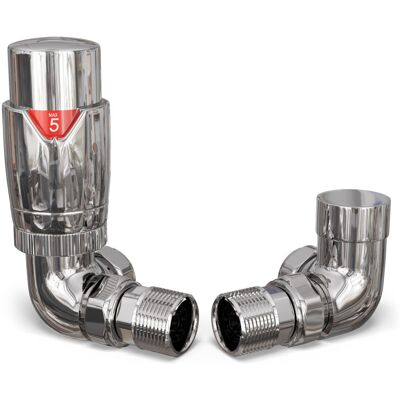 UK RADIATORS Talus Flair - Chrome Thermostatic Radiator Valve & Lockshield Corner 10mm UK RADIATORS Talus Flair - Chrome Thermostatic Radiator Valve & Lockshield Corner 10mm