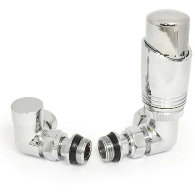 West - Delta Corner trv Thermostatic Radiator Valve and Lockshield - Chrome West - Delta Corner trv Thermostatic Radiator Valve and Lockshield - Chrome