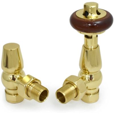 West - Eton Traditional Angled Manual Radiator Valve and Lockshield - Brass West - Eton Traditional Angled Manual Radiator Valve and Lockshield - Brass