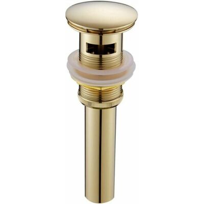 YMYNY Modern Pop-up Retro Sink Drain Stopper Click-clack Drain with Overflow Gold Brass Universal Sink Drainer Valve Basin Siphon with Overflow Hole YMYNY Modern Pop-up Retro Sink Drain Stopper Click-clack Drain with Overflow Gold Brass Universal Sink Drainer Valve Basin Siphon with Overflow Hole