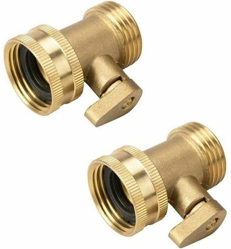 Groofoo - 2 Pack Brass Garden Hose Shut Off Valves, Heavy Duty Water Hose Connector Shut Off Ball Valve Hose Adapter