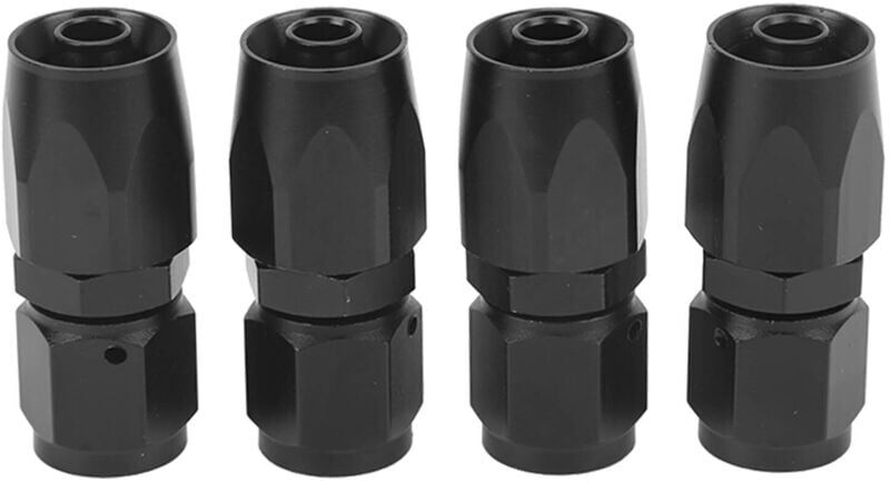 Groofoo - 4pcs Universal Aluminum AN6 0 Degree Straight Swivel Hose End Fitting Adapter Car Modification Black for Fuel