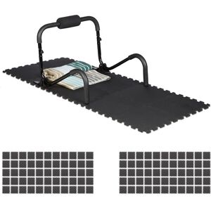 Interlocking Foam Floor Mat 30 x 30 cm, Fitness Foam Mat Set, Surface Protection, Underlay, Sports Mat, Black - Relaxdays