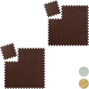 Floor Protection Mat, 18 Puzzle Pads for Sports & Fitness Equipment, 0.85 m², eva Foam, BPA-free, Dark Brown - Relaxdays