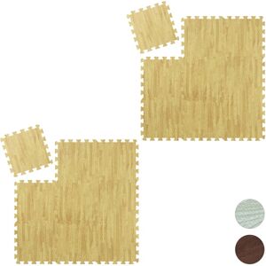 Relaxdays Floor Protection Mat, 18 Puzzle Pads for Sports & Fitness Equipment, 0.85 m², EVA Foam, BPA-free, Brown