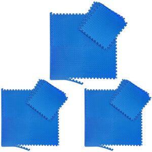 Relaxdays Floor Mat, 24 Protective Mats For Sports & Fitness Equipment, Bordered, EVA, Surface 9 m², WxD 60x60 cm, Blue