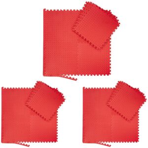 Floor Mat, 24x Protective Mats, Sports & Fitness Equipment, Bordered, eva, Surface 9 m², WxD 60 x 60 cm, Red - Relaxdays