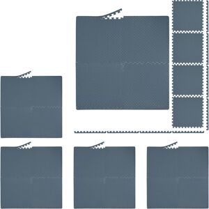 Floor Mat, 24 Protective Mats For Sports & Fitness Equipment, Bordered, eva, Surface 9m², WxD: 60x60 cm, Grey - Relaxdays