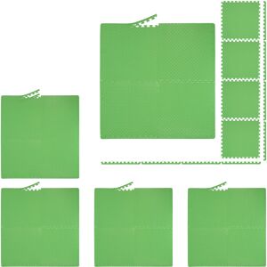 Relaxdays Floor Mat, 24 Protective Mats For Sports & Fitness Equipment, Bordered, EVA, Surface 9 m², WxD 60x60 cm, Green