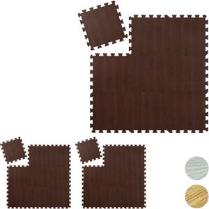 Floor Protection Mat, 27 Puzzle Pads for Sports & Fitness Equipment, 0.85 m², eva Foam, BPA-free, Dark Brown - Relaxdays