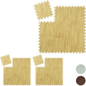 Floor Protection Mat, 27 Puzzle Pads for Sports & Fitness Equipment, 0.85 m², eva Foam, BPA-free, Brown - Relaxdays