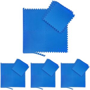 Floor Mat, 32 Protective Mats For Sports & Fitness Equipment, Bordered, eva, Surface 12m², 60 x 60 cm, Blue - Relaxdays