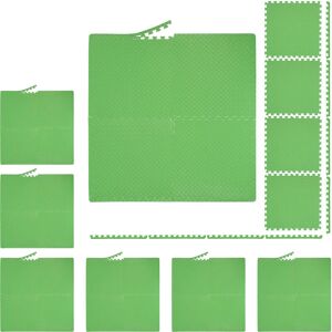 Floor Mat, 32Protective Mats For Sports & Fitness Equipment, Bordered, eva, Surface 12 m², WxD 60x60 cm, Green - Relaxdays