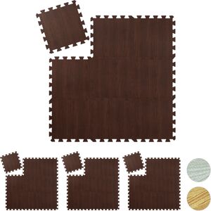 Floor Protection Mat, 36 Puzzle Pads for Sports & Fitness Equipment, 0.85 m², eva Foam, BPA-free, Dark Brown - Relaxdays